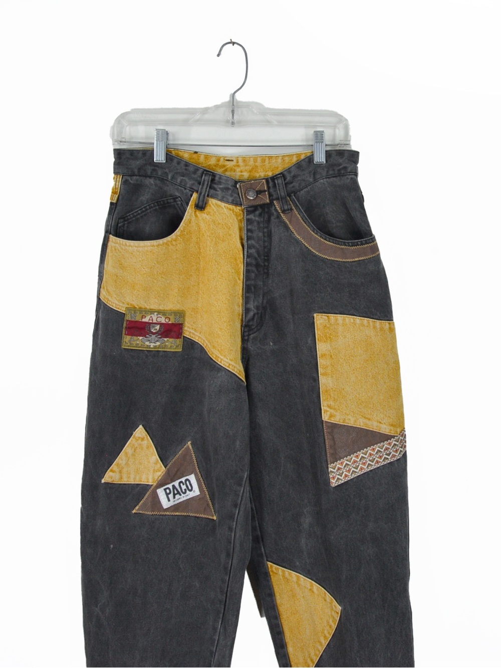Vintage 80s 90s Paco High Waist Patchwork Denim Jeans - Picture 2 of 5